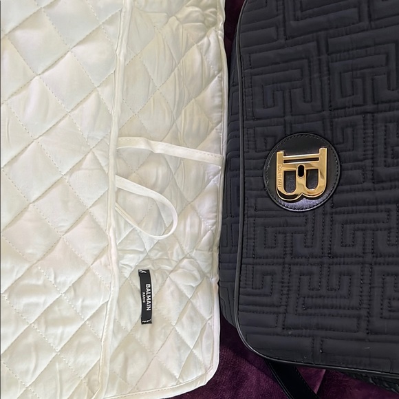 Balmain Black Messenger Bag with Geometric Design